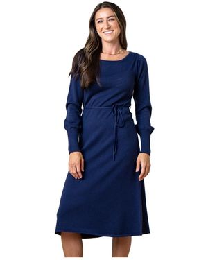Hope & Henry Organic Bellow Sleeve Pointelle Sweater Dress - Blue