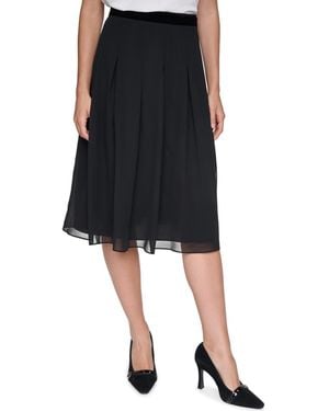 KARL LAGERFELD Pleated High-waisted Midi Skirt - Black