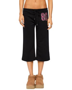 Edikted 80 Sequin Capri Sweatpants - Black