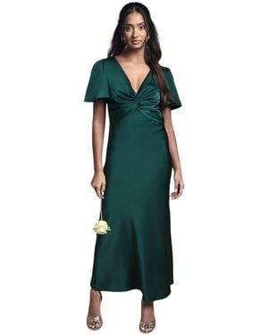Oasis Satin Midi Bridesmaids Dress - Green