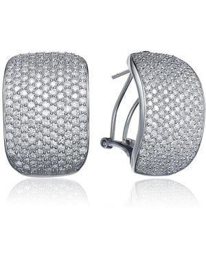 Genevive Jewelry Cubic Zirconia Sterling White Gold Plated Square Earrings - Gray