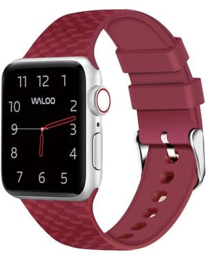 Waloo Carbon Fiber Silicone Replacement Band For Apple Watch - Red