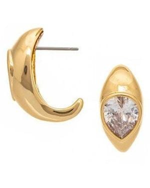 Rivka Friedman 18k Gold Plated Pear Cz Huggie Hoop Earrings - Black