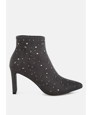 Rag & Co Sakura Diamante Embellished Microfiber Boots - Gray