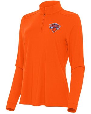 Antigua New York Knicks Intent Quarter-zip Top - Orange