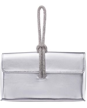 Nina Crystal Cord Handle Flap Small Handbag - Gray