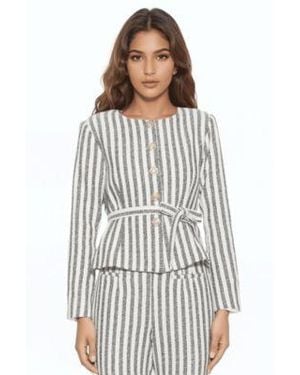 Alexia Admor Arjun Striped Sweater Jacket Clio Striped Pants - White
