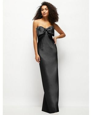 Alfred Sung Strapless Satin Column Maxi Dress - Black