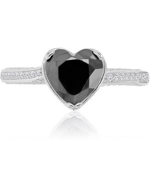Macy's Heart-shaped Black & Cubic Zirconia Ring