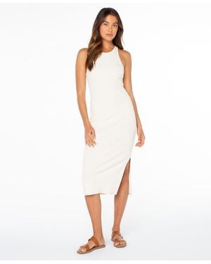 Roxy Emilia High Neck Slit Midi Dress - White