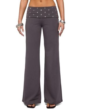 Edikted Breanna Studded Foldover Wide Leg Pants - Multicolor