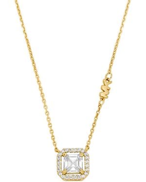Michael Kors 14k Plated Asscher Cut Pendant Necklaces - Metallic