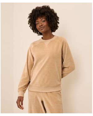 Pact Cotton Velour Crew Pullover - Natural