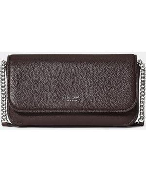 Kate Spade Ava Pebbled Leather Flap Chain Wallet - Gray