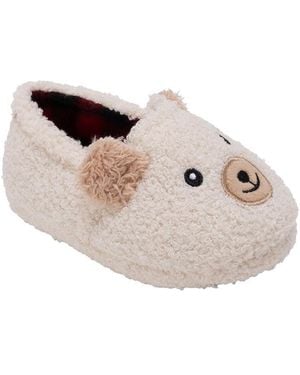 Kensie Toddler Sherpa Cozy Plush Slipon Slippers - White