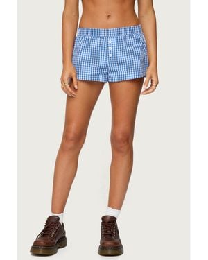 Edikted Maryanne Gingham Boxer Shorts - Blue