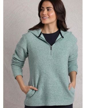 Weird Fish Alisa 1/4 Zip Snow Marl Fleece Hoodie - Blue