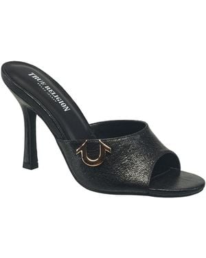 TRUE RELIGION Faux Leather Slip-On Heels - Black