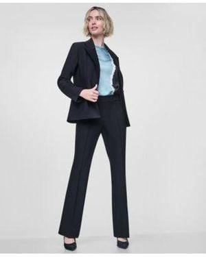 DKNY Tech Sport Nylon Blazer Nylon Pull On Pants Printed Sleeveless Satin Blouse - Blue