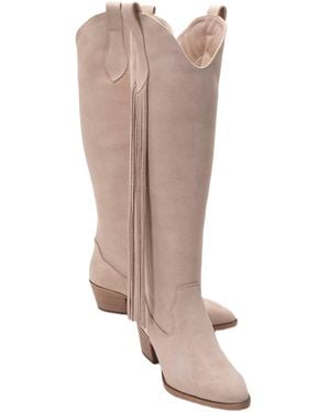 Forever & Always Shoes Rios Leather Fringe Knee High Boot () - White