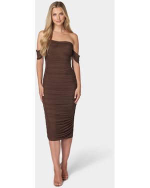 Bebe Ruched Midi Dress - Red