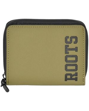 ROOTS Compact Zip Around Snap Wallet - Green
