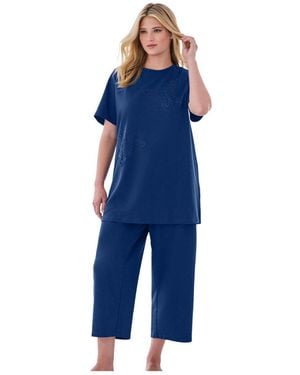 Dreams & Co. 2-piece Applique Capri - Blue