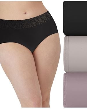 Bali Seamless Lace-trim Brief Panties - Black