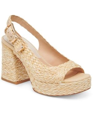 Dolce Vita Flores Platform Raffia Slingback Dress Sandals - Natural
