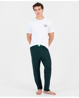 Lacoste Short-sleeve Crewneck T-shirt And Pajama Pants - White