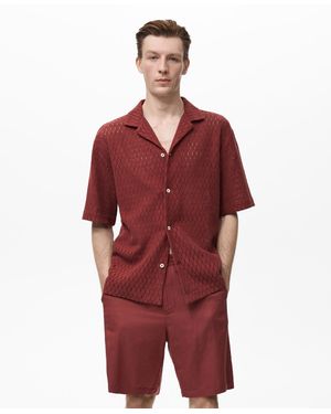 Mango Openwork Detail Cotton Shirt - Red