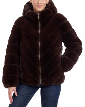 Michael Kors Michael Petite Hooded Faux-fur Coat - Black