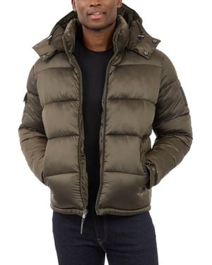Michael Kors Heavyweight Metallic Finish Hooded Puffer Jacket - Green