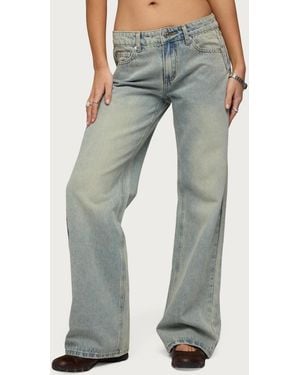 Edikted Holly Low Rise Straight Leg Jeans - Blue
