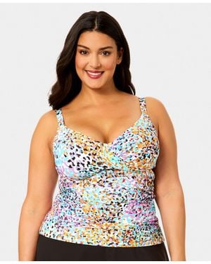Anne Cole Plus Size Shirred Tankini Top - Blue