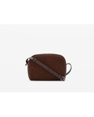 Mango Suede Leather Shoulder Bag - Brown