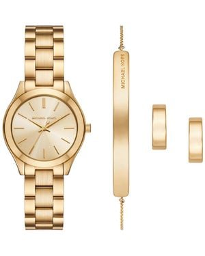 Michael Kors Â Slim Runway Three-hand Stainless Steel Watch And Jewelry Set - Metallic