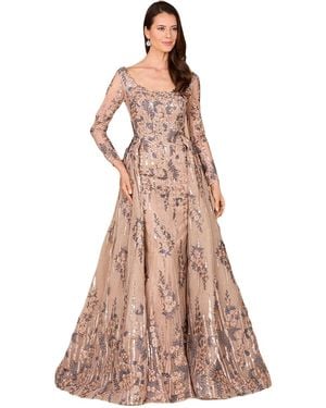 Lara Long Sleeve Lace Gown - Brown