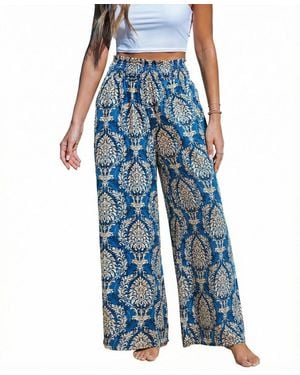 CUPSHE Gilded Sands Ornate Pants - Blue