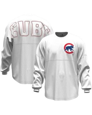 Fanatics Chicago Cubs Baseball Stitch Spirit Jersey Long Sleeve T-shirt - Gray