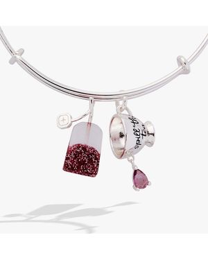 ALEX AND ANI 'spill The Tea' Cup & Tea Bag Charm Bangle - White