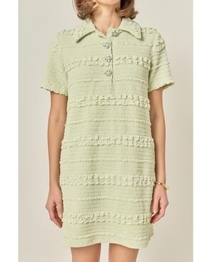 English Factory Stretched Embo Textured Mini Dress - Green