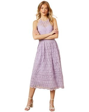 Oasis Lace Detail Halterneck Midi Dress - Purple