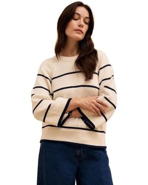 Celtic & Co. Raglan Crop Sleeve Crew Sweater - Natural