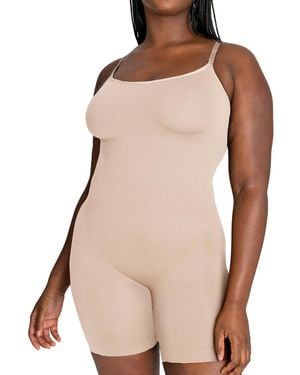 Shapermint Essentials Scoop Neck Mid-thigh Bodysuit 95002 - Natural