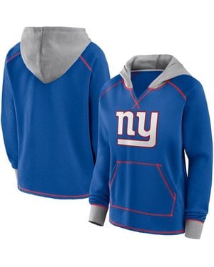 LOGO ATHLETIC New York Giants Boom Fleece Pullover V-neck Hoodie - Blue