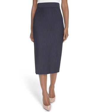 Tommy Hilfiger Pinstriped Midi Skirt - Blue