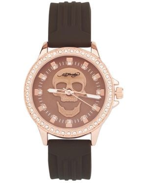 Ed Hardy Quartz Silicone Strap Analog Watch 38mm - Multicolor