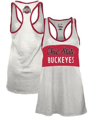 Pressbox White/scarlet Ohio State Buckeyes Tracy Racerback Burnout Tank Top - Gray