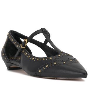 Vince Camuto Valkie Studded T-strap Micro-heel Mary-jane Flats - Black